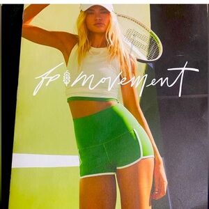 New free people movement green white high waisted shorts 💚🤍💚